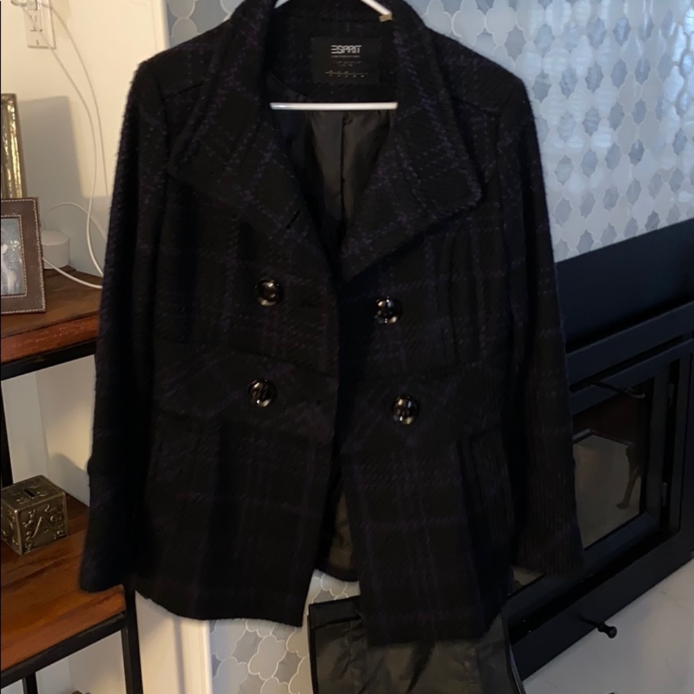 Black + purple Esprit pea coat